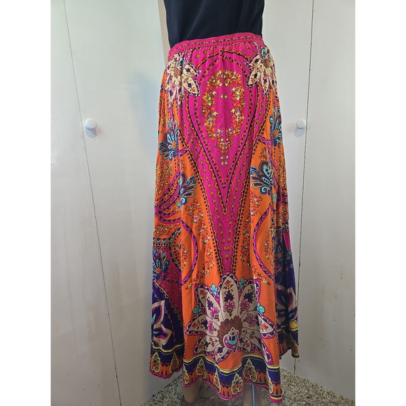 Soft Surroundings Marguerite Maxi Skirt Boho Paisley Rayon Elastic XS - Picture 7 of 7
